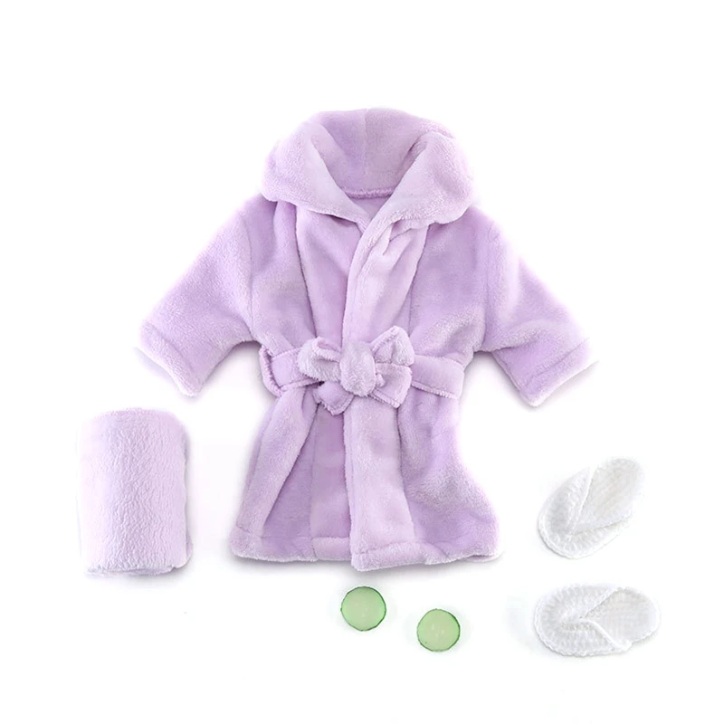 Q0KB Newborn Bathrobe Outfits with Bath Towel Cucumber Slices Baby Photography Props