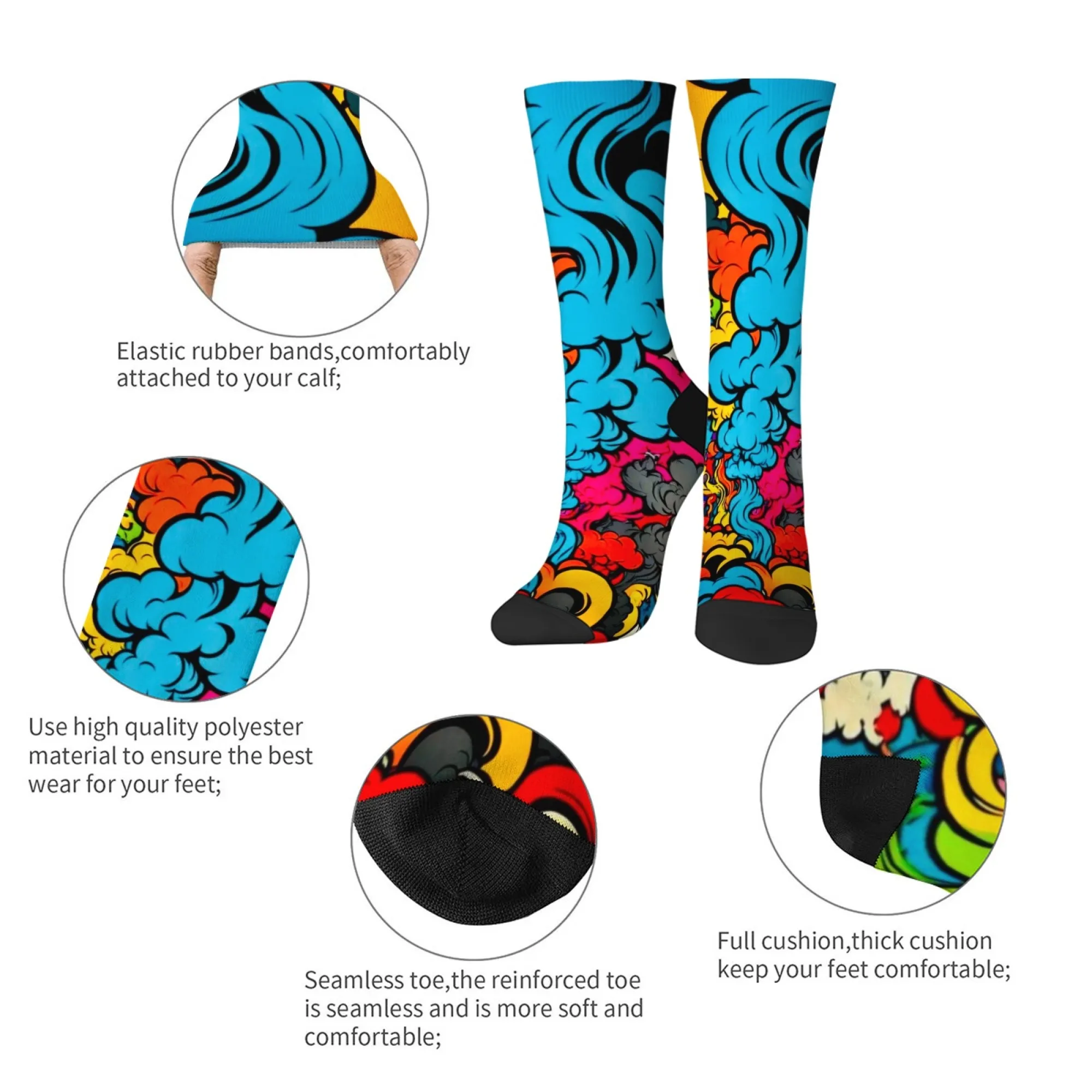 البوب الفن طباعة الجوارب مريحة للتنفس عدم الانزلاق الجوارب للجنسين الجدة Harajuku ريترو الشارع طاقم الجوارب هدايا عيد الحفلات #5