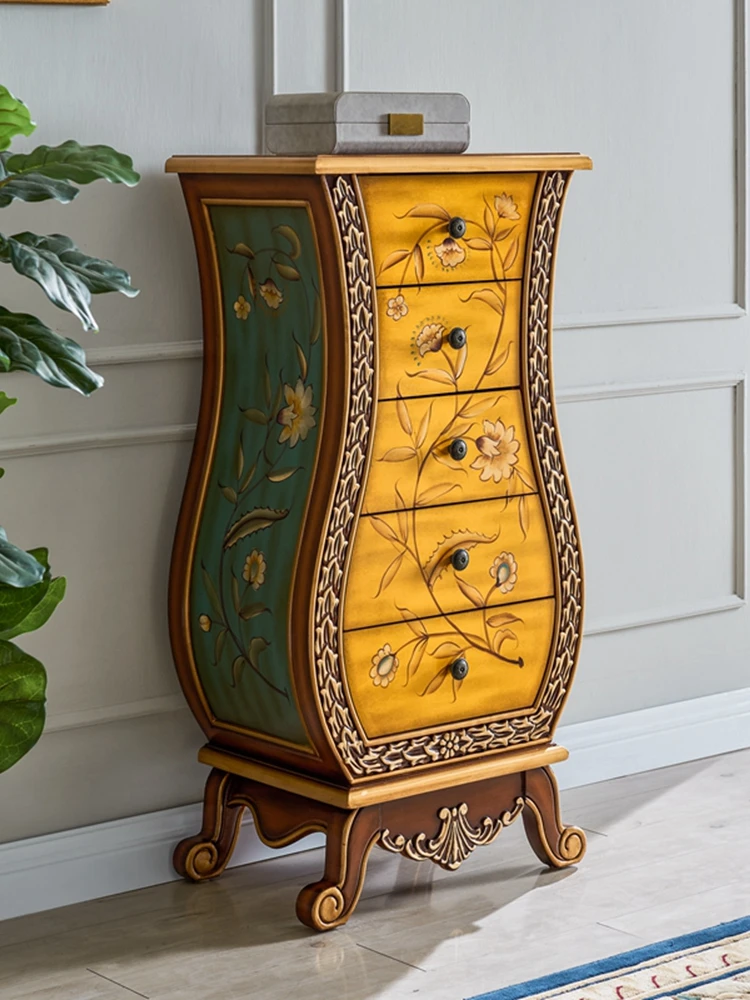 European-style 456 entrance chest cabinet solid wood American vase decorative cabinet storage and finishing side cabinet