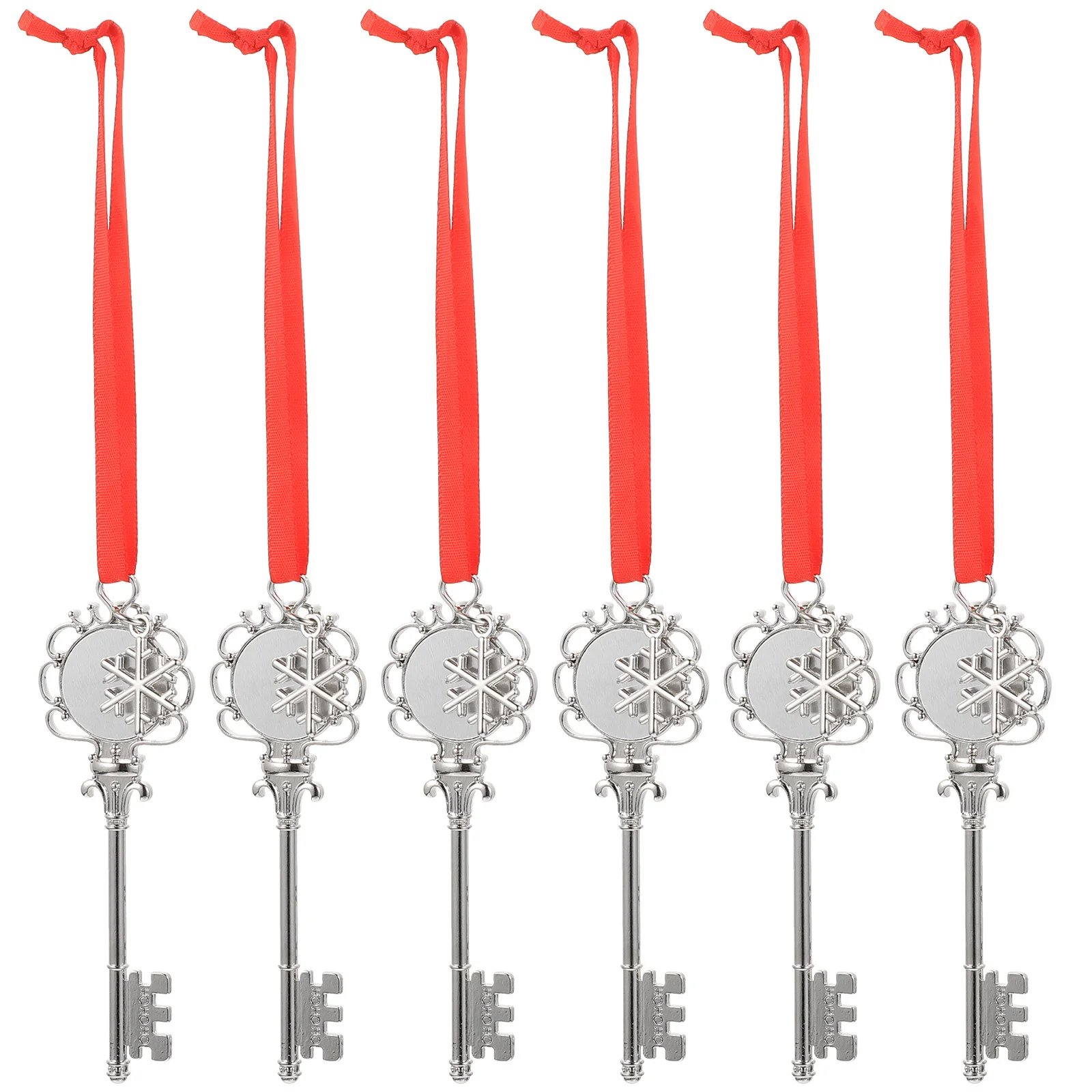 

6Pcs Xmas Sublimation Pendants Blank Heat Transfer Snowflake Key Shape DIY Christmas Tree Ornament Hanging Decor
