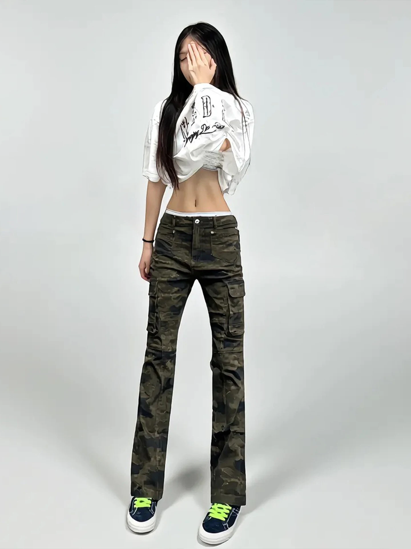 

American High Street Camouflage Jeans Men Women Summer Thin Workwear Pants Slimming Straight Leg Micro Flared Pants