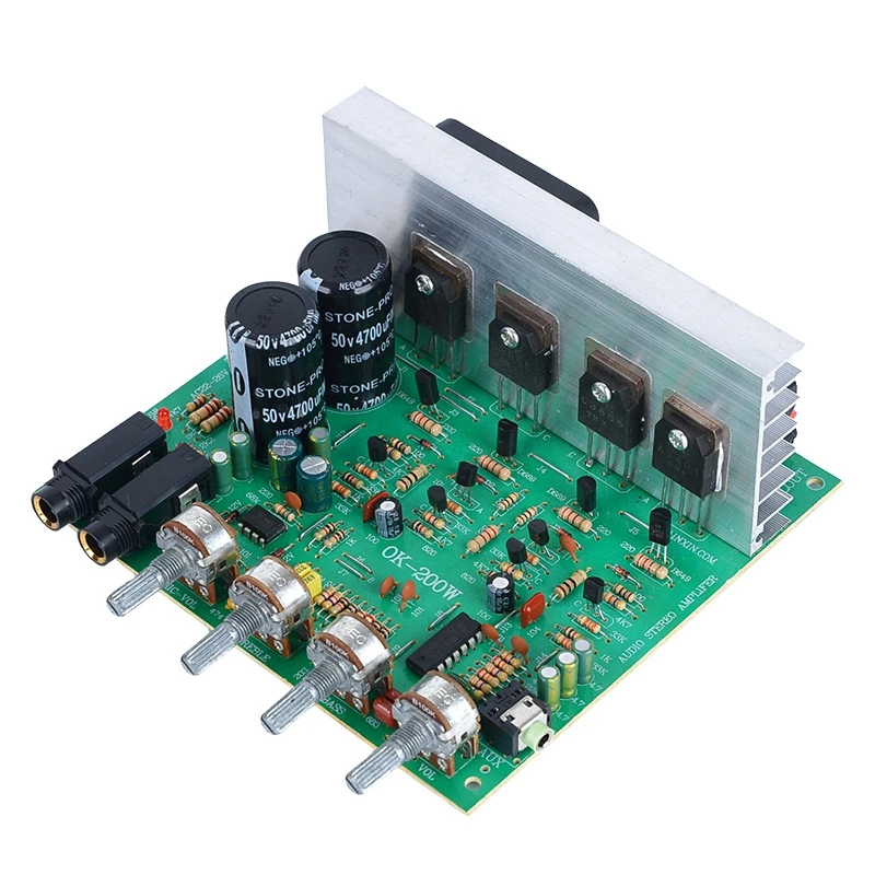 200W 2.0 Channel Microphone Shouting Air Cooled High and Low Bass Adjustable High Power Amplifier Board