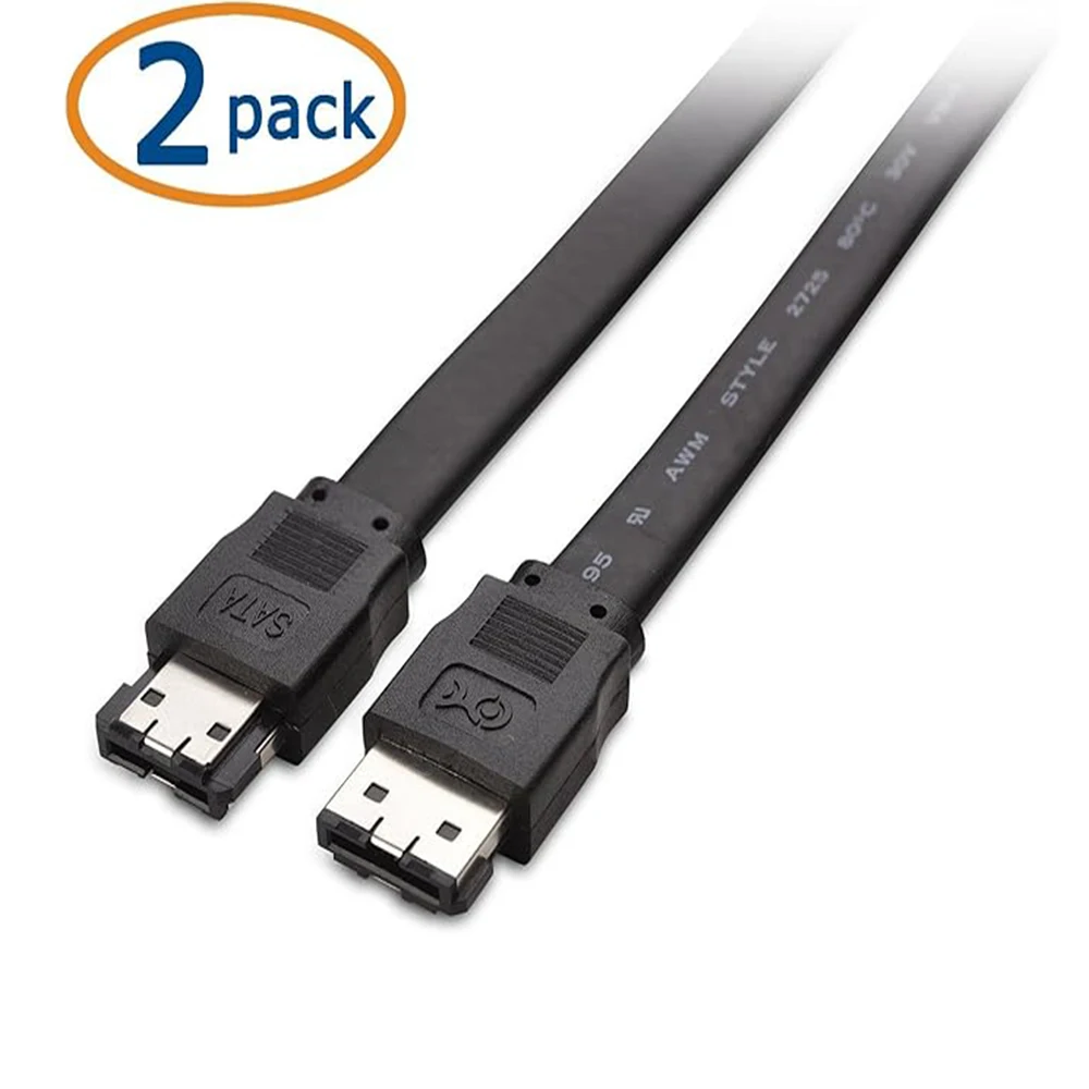 2 Pack SATA to eSATA Cable, Copper Core with Locking Latch, 6Gbps SATA III Data Transfer Cord for HDD SSD Hard Drive Enclosure