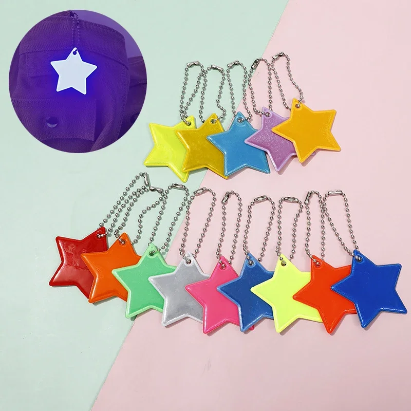 

PVC Reflective Pendant Creative Star Keychain Schoolbag Night Warning Sign Riding Reflector Pendant Decoration Car Accessories