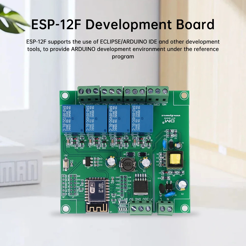 4 Channel ESP8266 Wireless WIFI Relay Module ESP-12F Development Board AC/DC 5V/7-28V/5-80V E-WeLink APP Remote Control