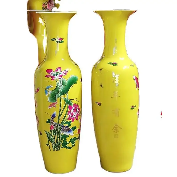 

Jingdezhen ceramic floor ceiling vase China red-gold peony flower ceramic vase festive opening decoration ornament