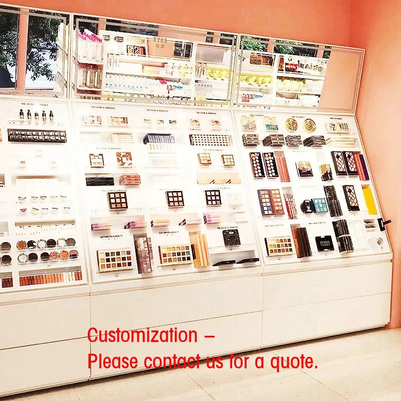custom.OEM Fashion Cosmetic Showcase Kiosk Wall Mounted Makeup Display Shelf
