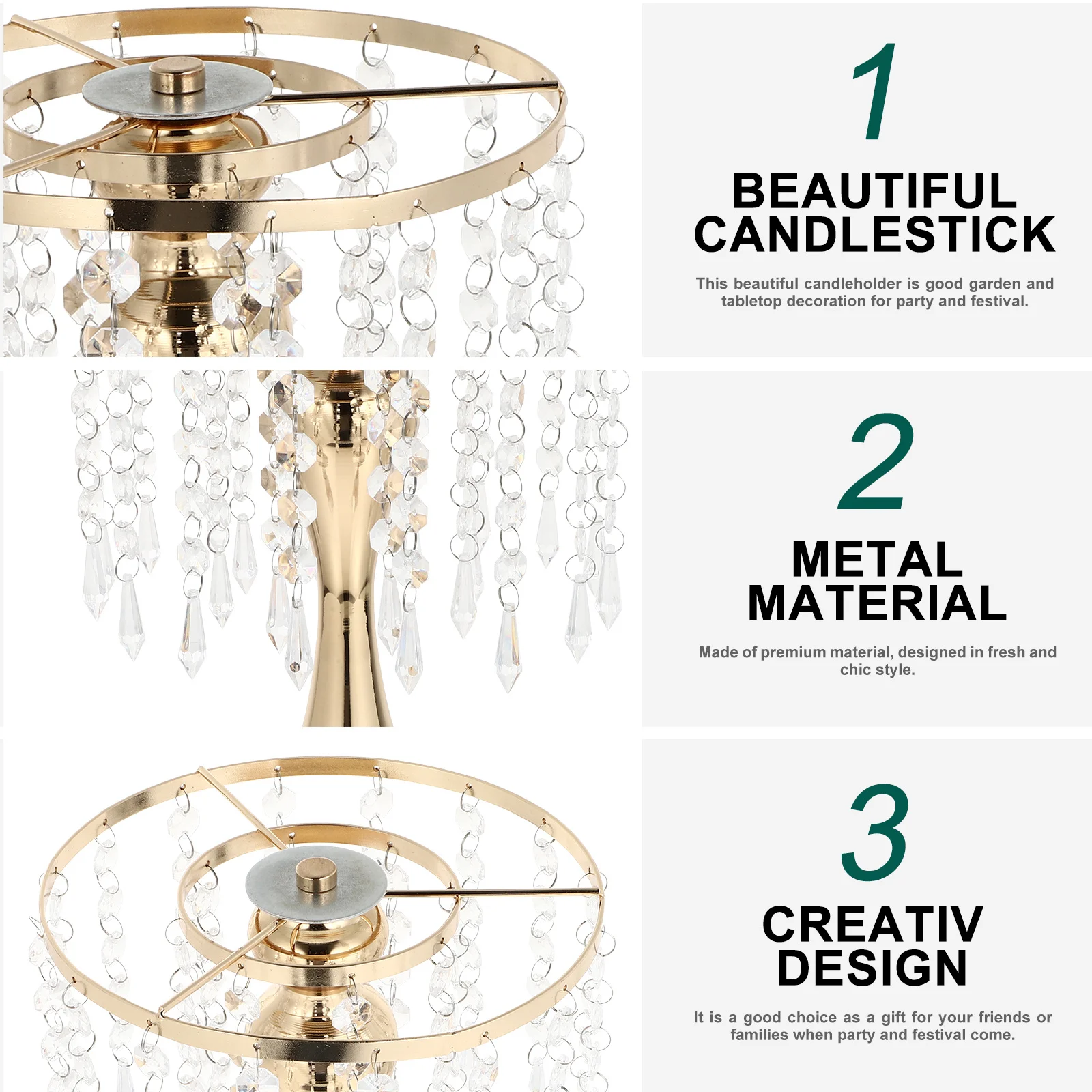 

1Pcs Wedding Candlestick Crystal Curtain Candleholder Creative Chic Style Multifunctional Party Stand Flower Rack Adorn