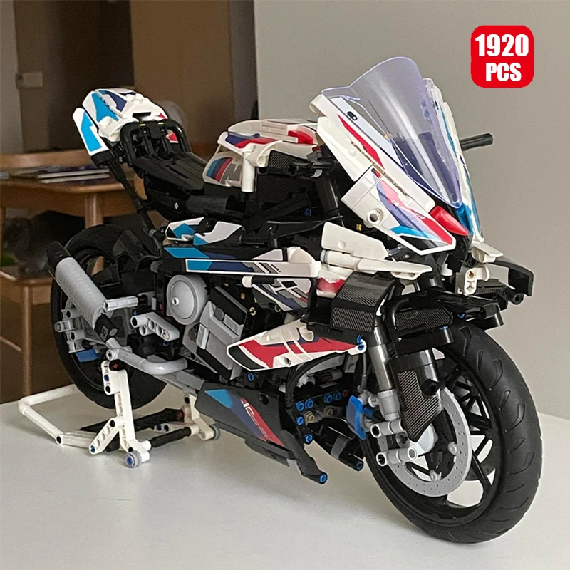 

Технический конструктор мотоцикла M1000RR в масштабе 1:5 (1920 деталей) - Механическая модель мотоцикла MOC, игрушка для сборки, подарок на день рождения для мальчиков