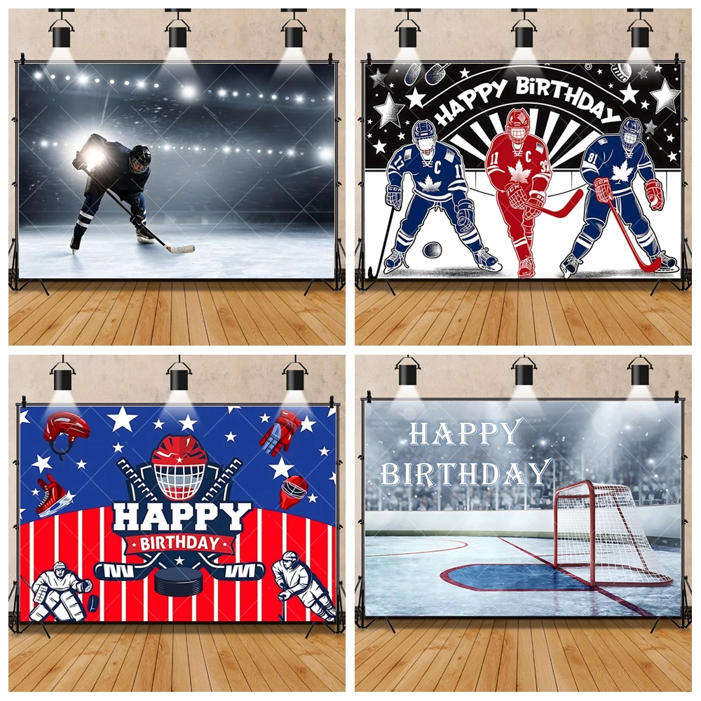 Boys Hockey Sports Theme Customized Background Children's Birthday Party Photography Props Cake Table Decoration Banner