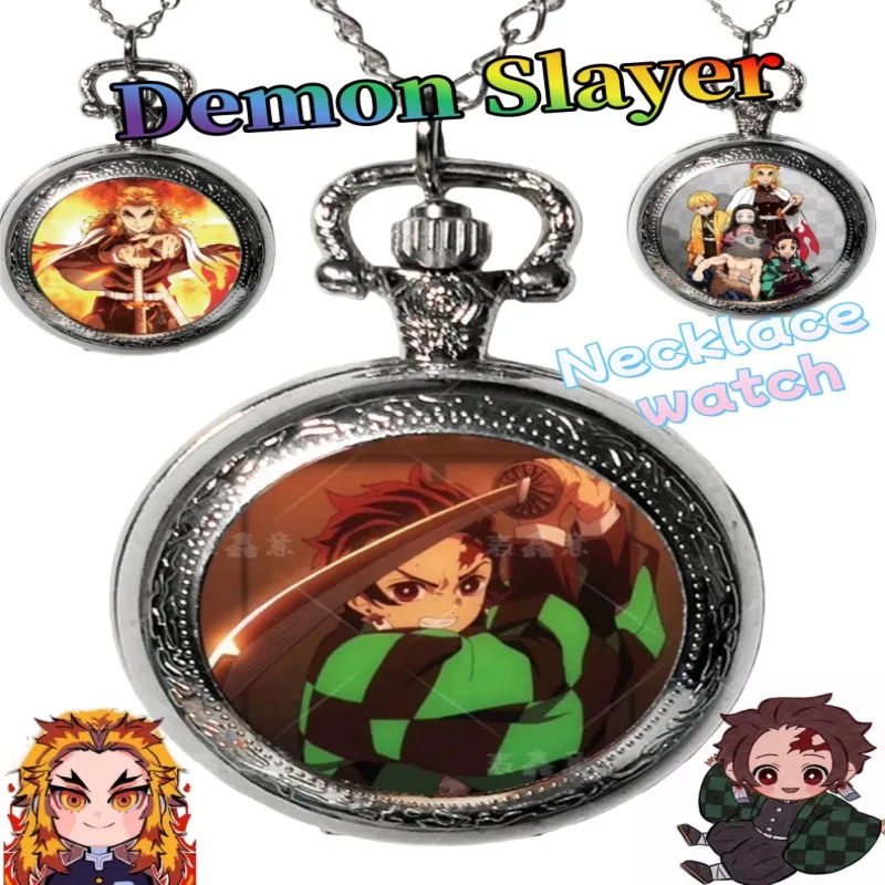 

Demon Slayer Pocket Watch Cute Fashionable Personalized Cartoon Necklace Style for Boys and Girls, Birthday Gift for Friends