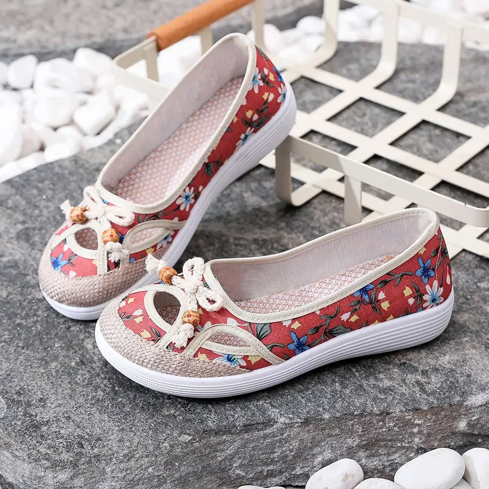Ladies Shoes Kawaii Flat With Bow Cute Canvas Women Footwear Slip On Luxury Offer Daily Routine Autumn Korean High Quality 39 A