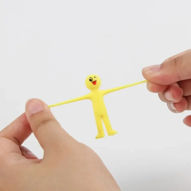 1/10 pezzi espressione casuale elastico giallo piccolo uomo creativo anti-stress giocattolo attorcigliato giocattolo di decompressione per adulti per bambini