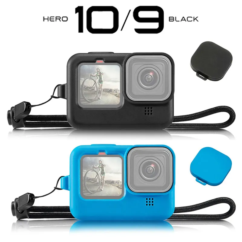 

GoPro 10 9 Silicone Case Anti-drop Protective Cover Shell with Lens Cover Hand Strap for GoPro Hero 10 Sports Camera Accessories