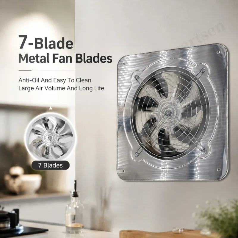 Wall Window Installable 6/7/8 Inch Stainless Steel Booster Exhaust Fan Industrial Pipe Ventilation Extractor Duct Air Vent Fan