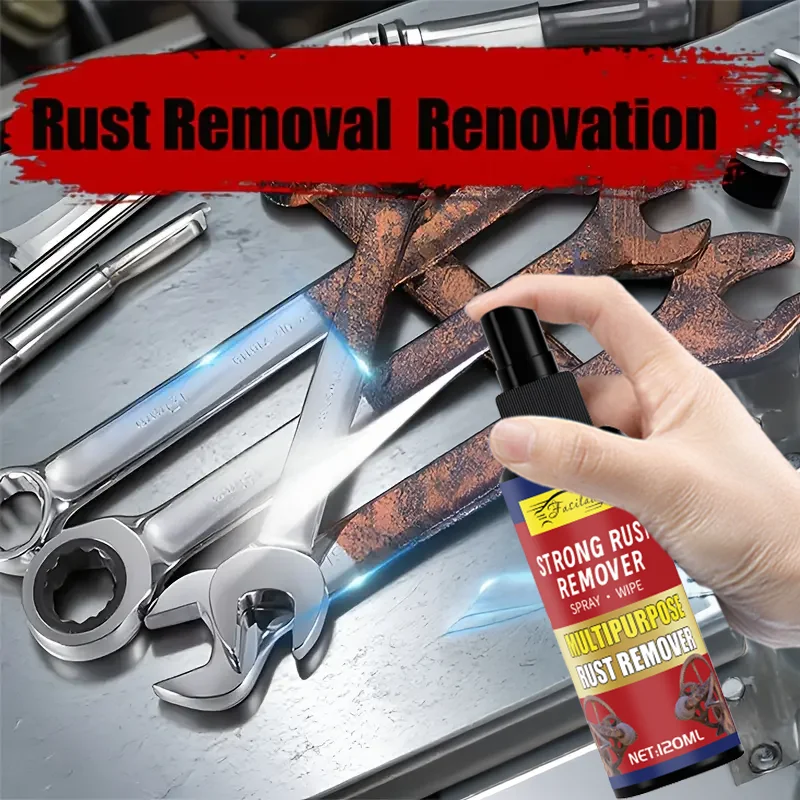 Spray antirouille et antirouille robuste de 120ML – Convertisseur antirouille à action rapide, une buse de presse pour voitures, camions, motos