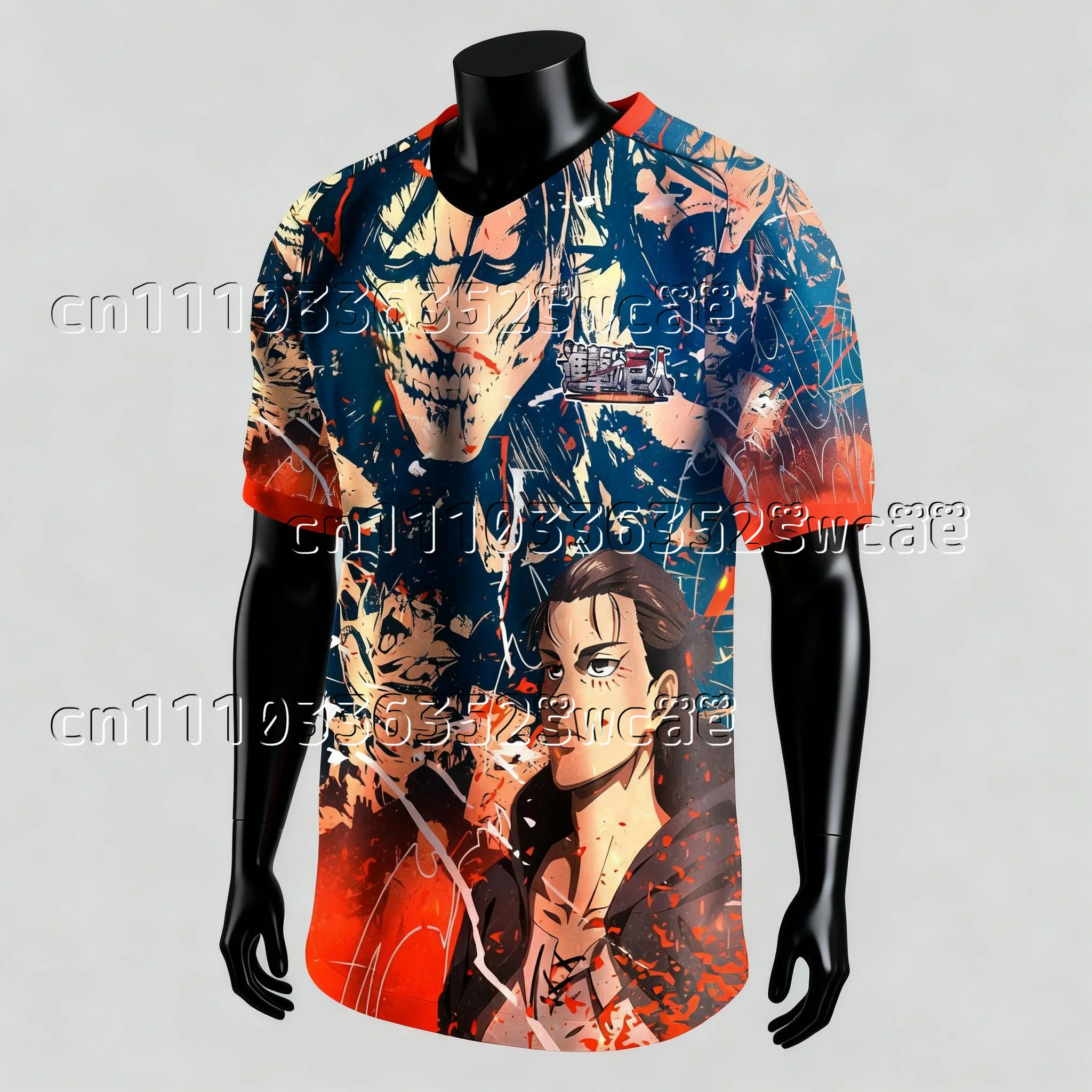 Bandai Anime Attack: Giant Protagonist Team Theme Jersey Training Clothes Summer T-shirt Suitable for Adult Family Matching