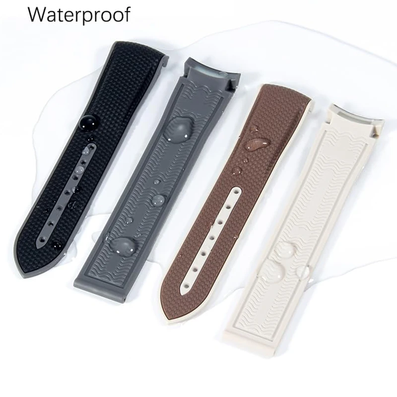 Misura per Omega X Swatch Seamaster 300 cinturino per orologio in silicone con estremità curva cinturino sportivo in gomma 304 con fibbia pieghevole in acciaio inossidabile