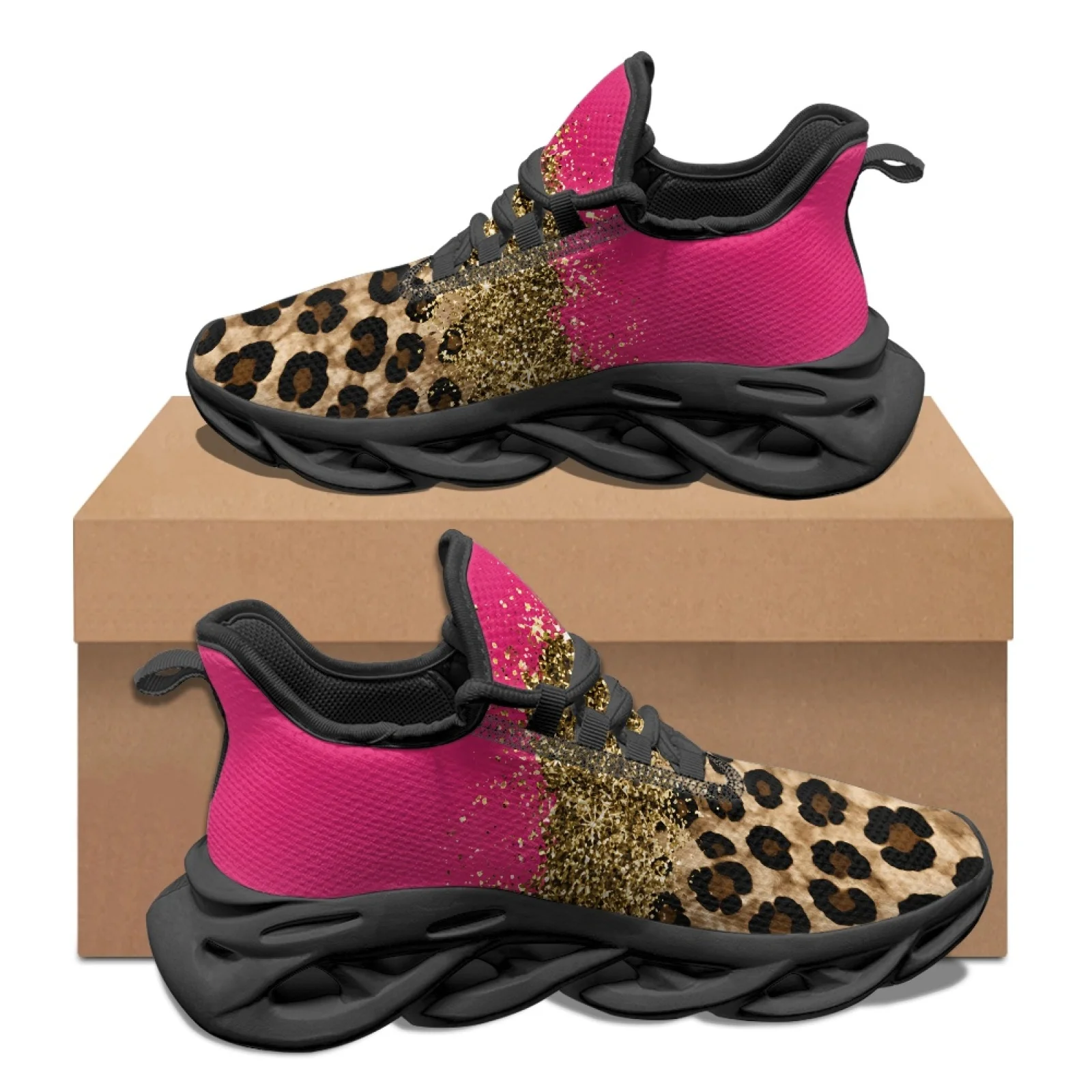 PENSTROLL Leopard Print Men's Running Sneakers, Lightweight Mesh Athletic Shoes for Casual Walking and Daily Workout