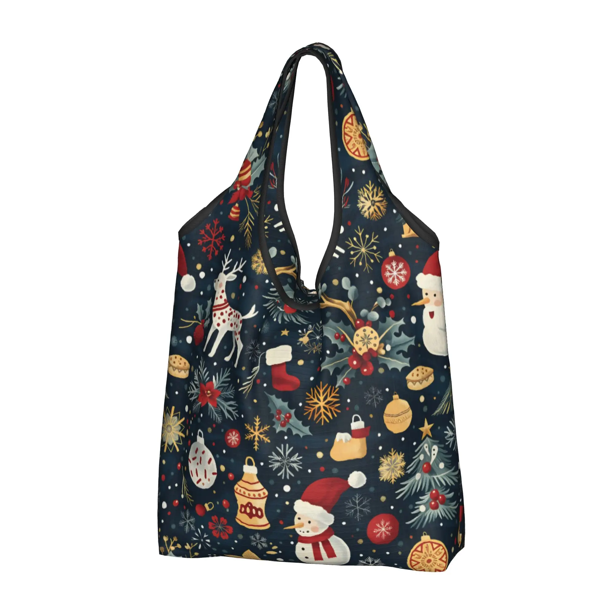 Christmas Theme Mid Century  Grocery Tote Shopping Bags Women Funny  Shopper Shoulder Bags Large Capacity Handbags