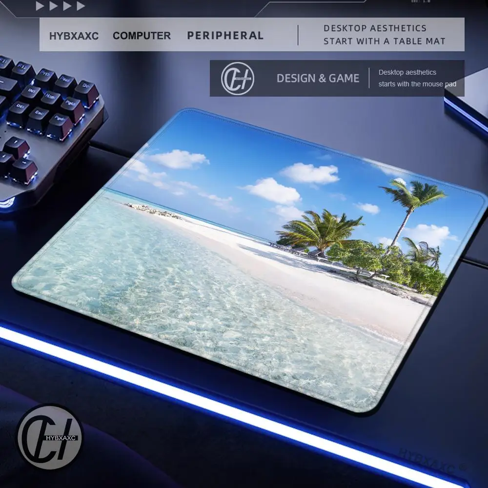

Коврик для мыши Sunshine Beach, коврик для мыши с морскими пальмами, прямоугольный коврик 450 мм, 400 мм, 2 мм, коврик для стола, геймерская клавиатура, подушка для стола