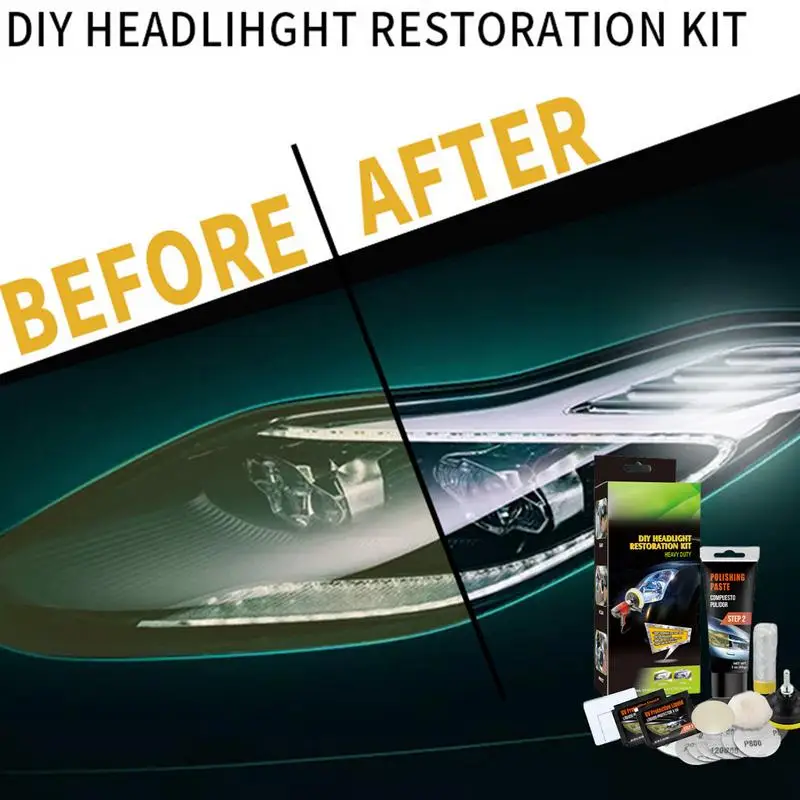 

Headlight Restorer Kit Car Headlight Polish Repair Tool Car Headlight Glass Scratch Renovation Tool Includes Masking Tape Light