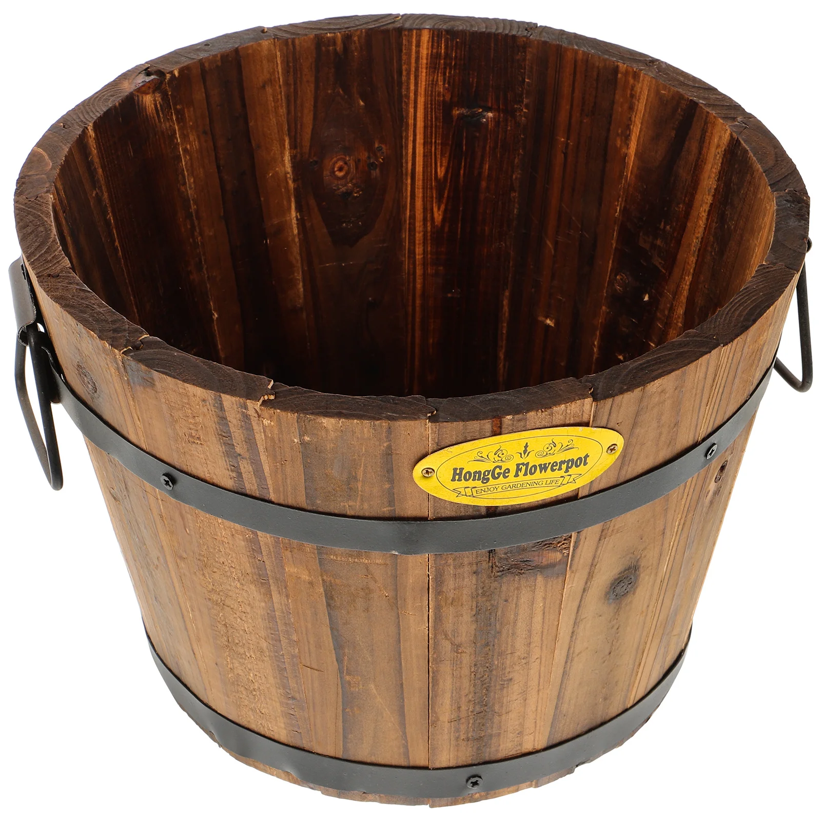 

Wooden Flower Bucket Cachepot for Flowers Sealing Pots with Drainage Plant Medium Barrel Tub Garden Household