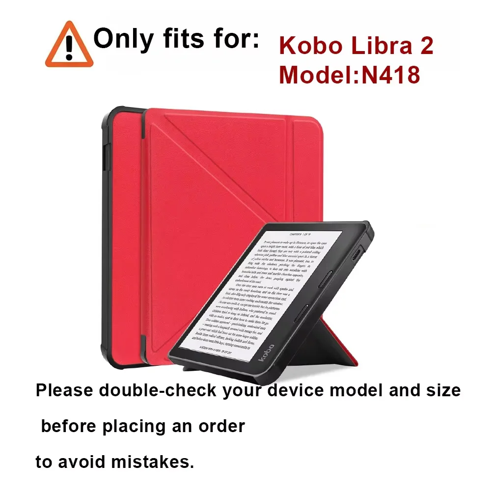 Case For Kobo Libra 2 N418 Cover 7 inch, Ultra Slim Protective Cases Premium Leather Origami Stand Protective Sleeves