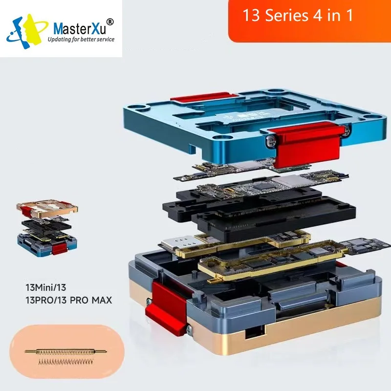 Masterxu xinzizao xzz fix-13 4in1 isocket dispositivo elétrico do verificador para o iphone 13 pro max superior inferior placa de teste de função da