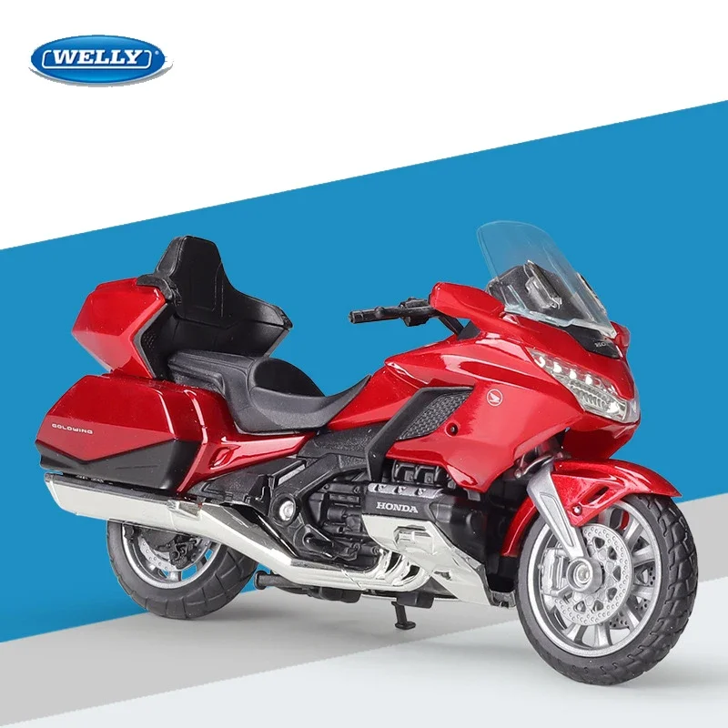 

Модель мотоцикла из сплава Honda Gold Wing WELLY 1:18 — подходит для детских игрушек и коллекций