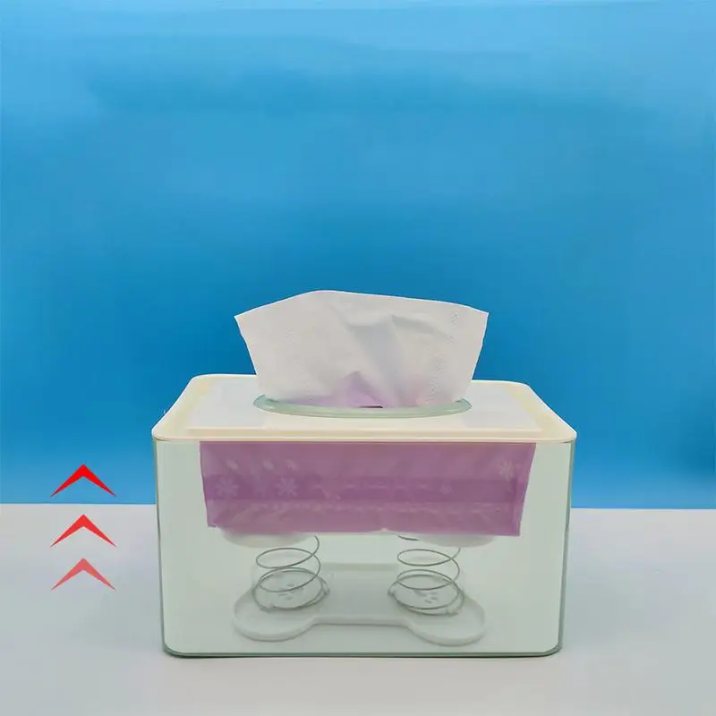Tissue Box Holder Spring Support Automatic Spring Support Holder Elastic Lifting Device For Offices Home Kitchen Toilet Car