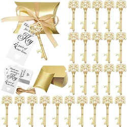 10-50Pcs Wedding Gifts Key Bottle Opener Candy Box For Wedding Vintage Rose Gold Key Opener Favors Gift Wedding Party Decoration