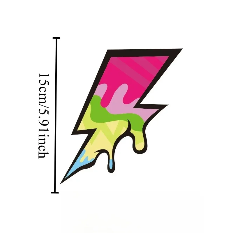 1Pc 2D Flat Dripping Rainbow Lightning Vinyl Sticker, Waterproof Decal for Car Bumper Rear Decor, Holiday Gift