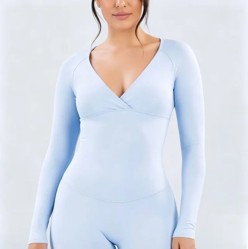 NCOYOE Origin Langarm-Oberteil mit V-Ausschnitt für Damen, Sportbekleidung, schnelltrocknend, figurbetont, Yoga-Workout-Oberteil, Lauf- und Fitness-Sportbekleidung