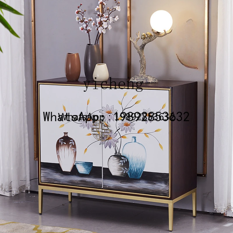 ABC New Chinese Style Entrance Cabinet Living Room Modern Minimalist Storage  Hand Painted Entrance Shoe Cabinet