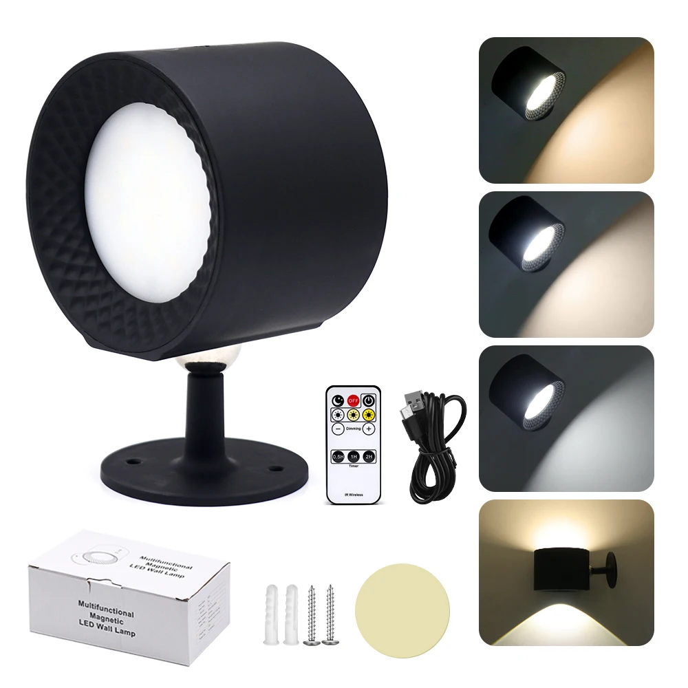 USB Rechargeable 3 Colors LED Wall Lamp With Remote Bedroom Living Room Staircase Night Light