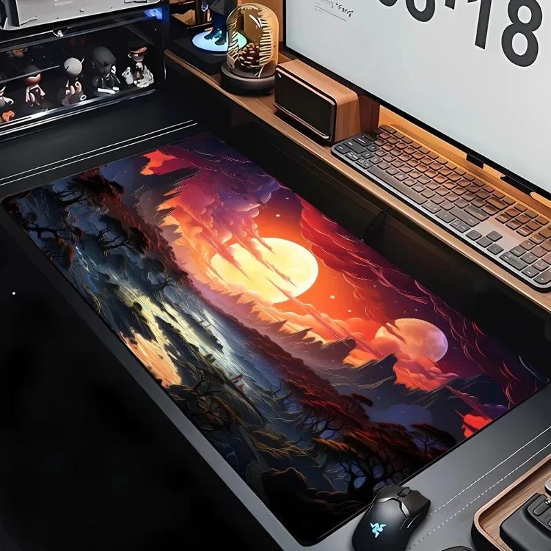 Rubberen muismat Landschap Berg Zonsondergang Cartoon muismat Uitgebreide pads Muizen Computer Antisliptapijt Essentieel voor gamers