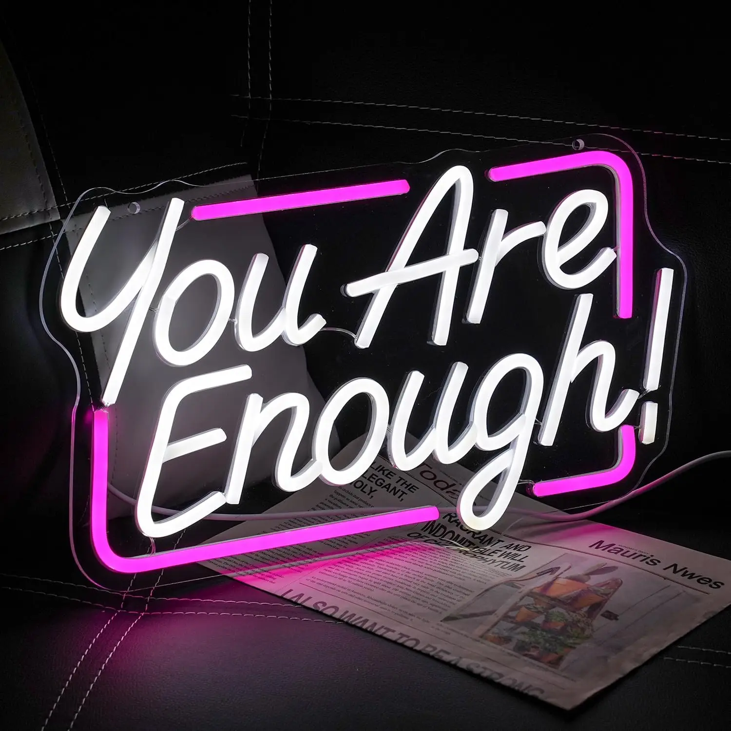 أنت كافية النيون تسجيل USB عكس الضوء ملهمة LED ضوء النيون للتجميل غرفة نوم غرفة المعيشة القراءة الفصول الدراسية جدار ديكور #4