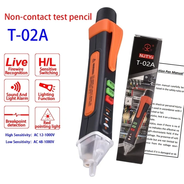 Non Contact Voltage Tester 48-1000V AC Voltage Detector Pen Circuit Tester Electric Indicator Wall Tool With Flashlight Beeper