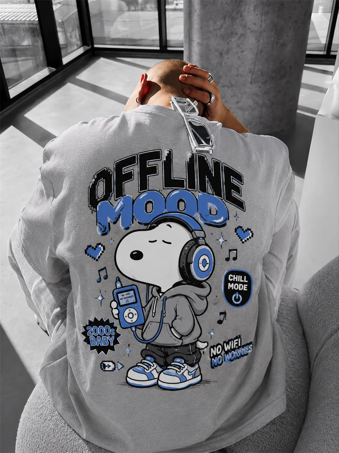 Men Snoopy Gaming Cotton T Shirt Peanuts Cartoon Graphic Tee Short Sleeve Y2K Streetwear Casual Top