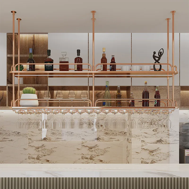 

Water Bar Hanger Bar Hanging Wine Rack Restaurant Hanger Cabinet Goblet Shelf Customized Stainless Steel Metal Shelf