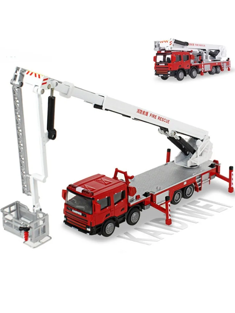 Kaidiwei 1:50 Climbing the Heights Rescue Vehicle Alloy Fire Engine Car Model Toy for Children