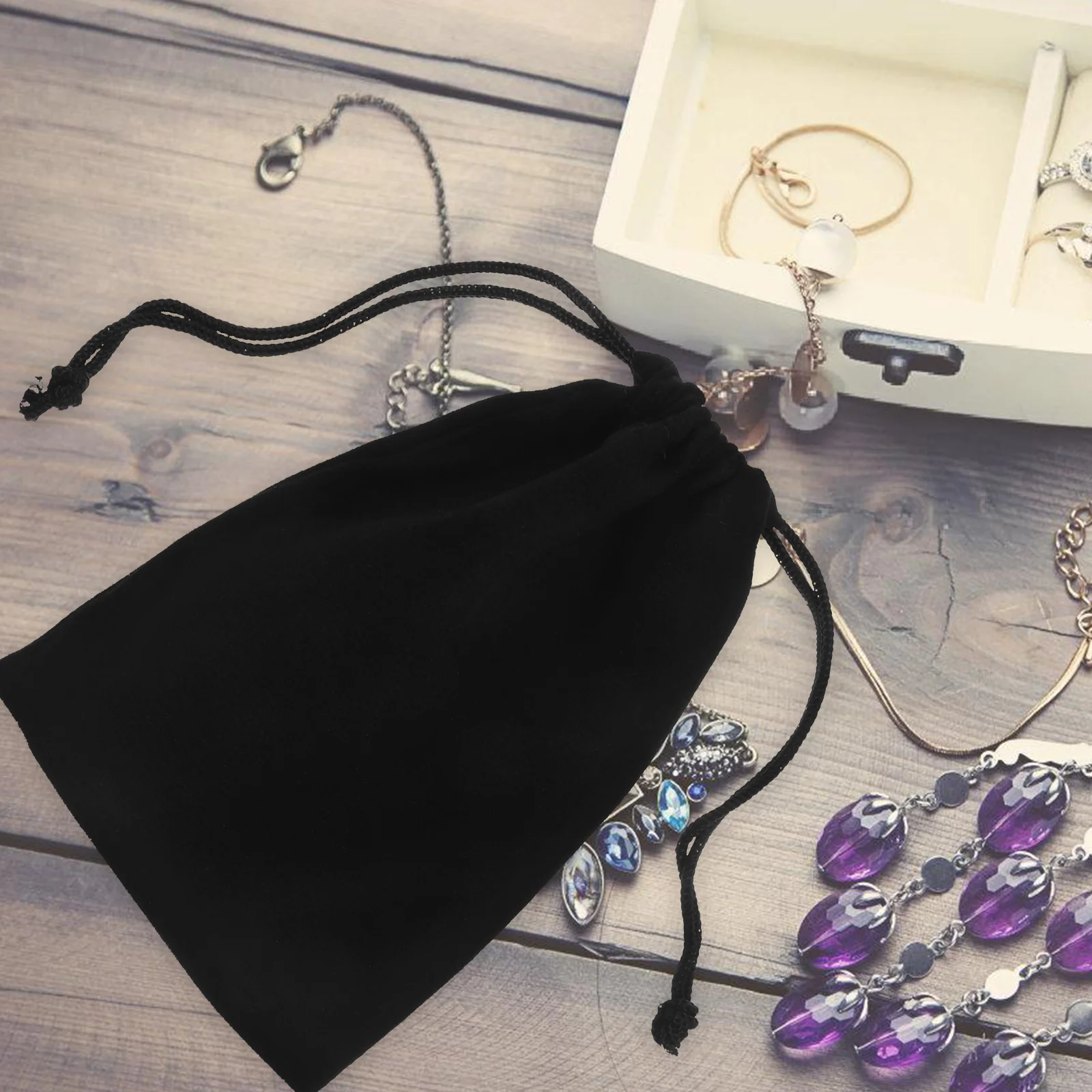 

25pcs Drawstring Gift Bags Jewelry Storage Pouches for Earrings Rings Necklaces Wedding Party Favors Small Flannel Jewelry Bags