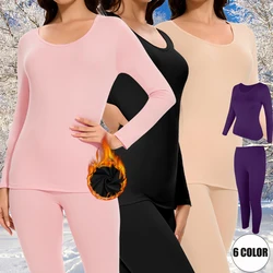 6 Color Autumn Winter Thermal Underwear Suits Women's Long-Sleeved Tops Pants 2PCS Soft Comfortable Ladies Layer Clothing S-3XL