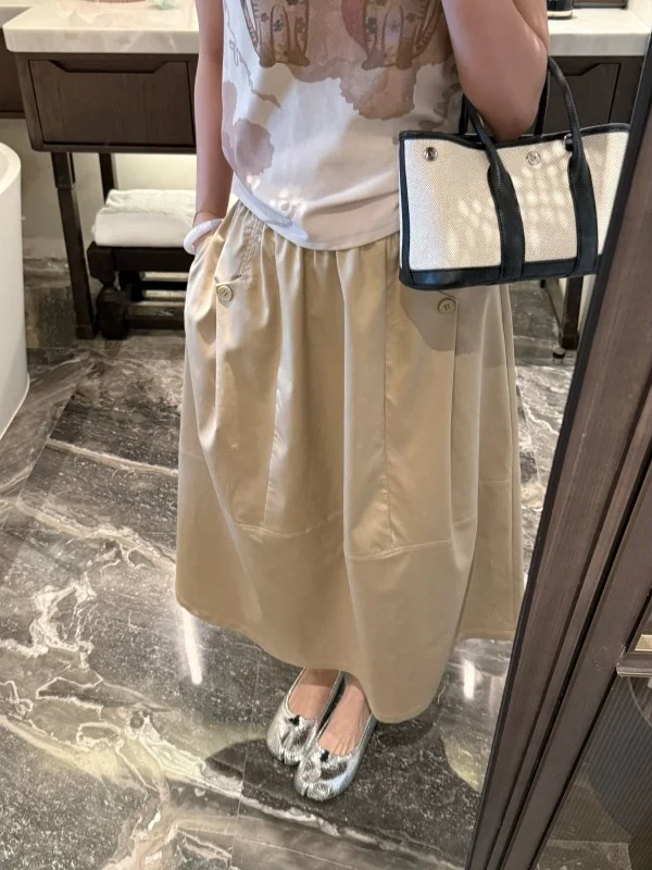 

Faionable Button-Up Work Skirt Design TWINKLE Jum【Button Work Skirt】All-Match Summer Sli Design Work Skirt