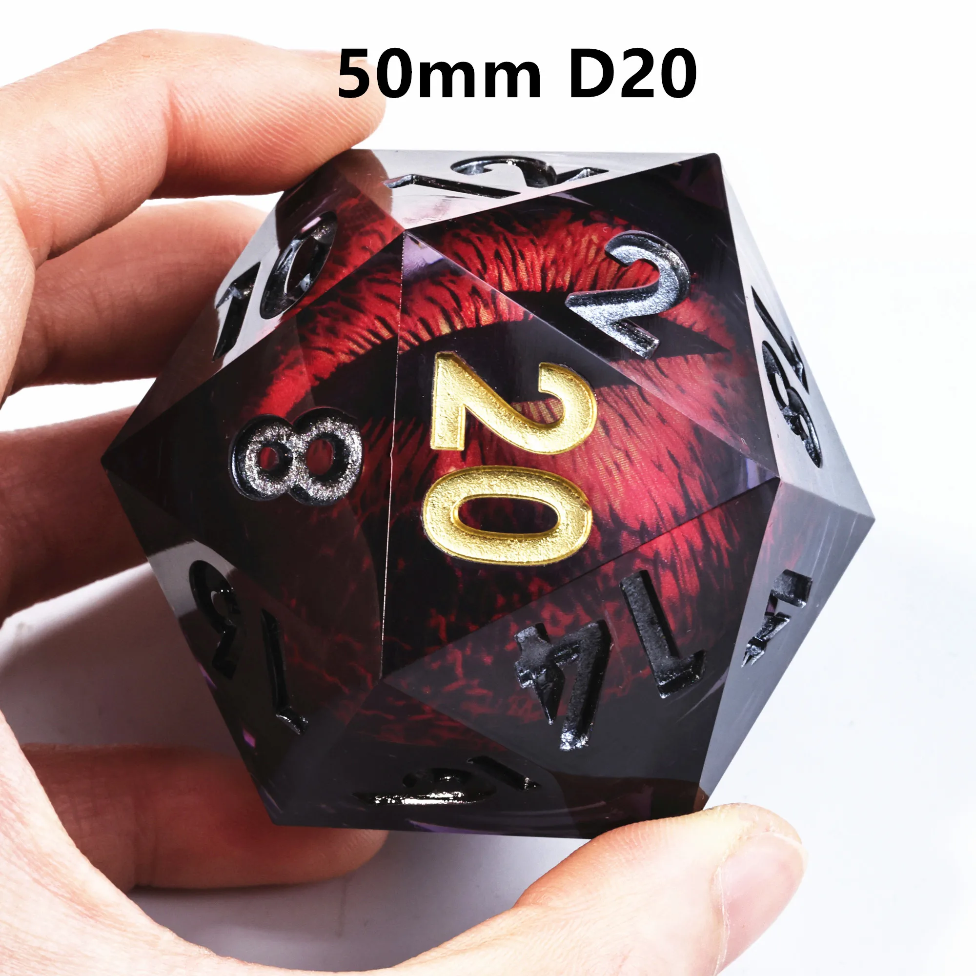 MINI PLANET 50mm D20 Dragon Eye Dice DND D20 Dice With Sharp Edges For TRPG Polyhedral Resin 20 Sided Large Dice Desktop Game