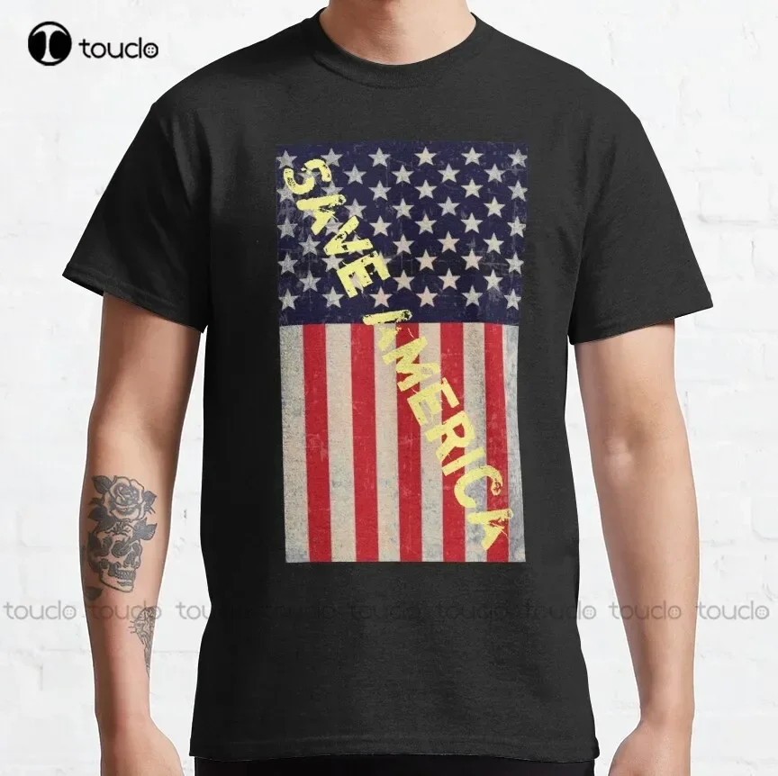 Save-America-Upside-Down-Flag-Pray-For-Americaamerican Flag Upside Down Classic T-Shirt Shirts Women Custom Aldult Teen Unisex
