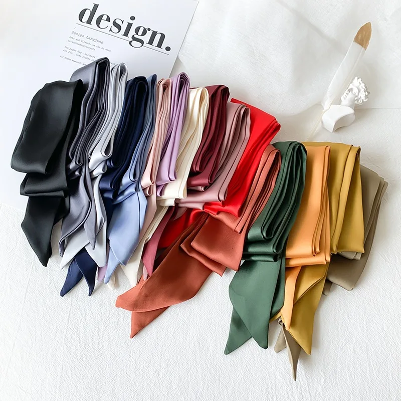 Imitation Silk Solid Color Long Hair Band Scarf Tied Hair Female Meters Braided Hair Streamer Headband Advanced Hair Accessories