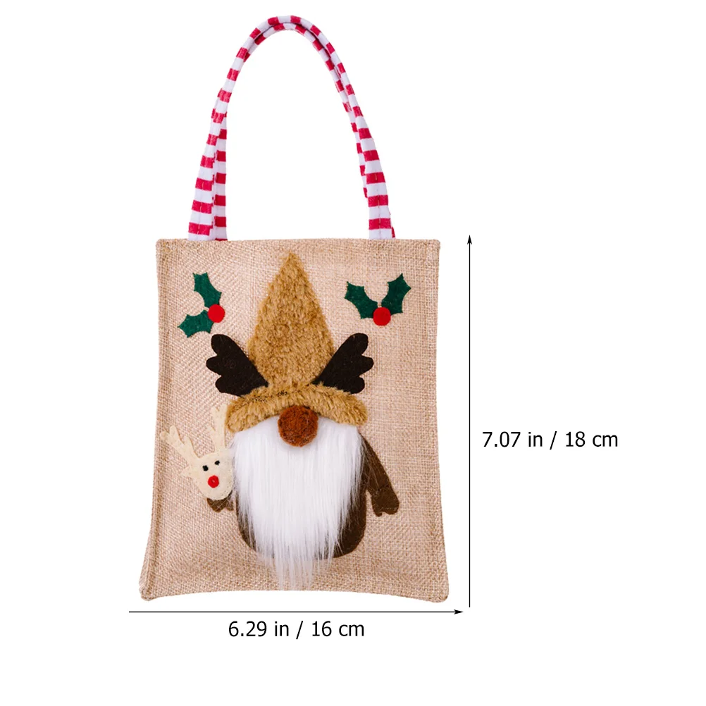 Printed Appliqué Bag Christmas Gift with Practicality Reusable Burlap Adorable Design Linen Bags for Coworkers Wrapping