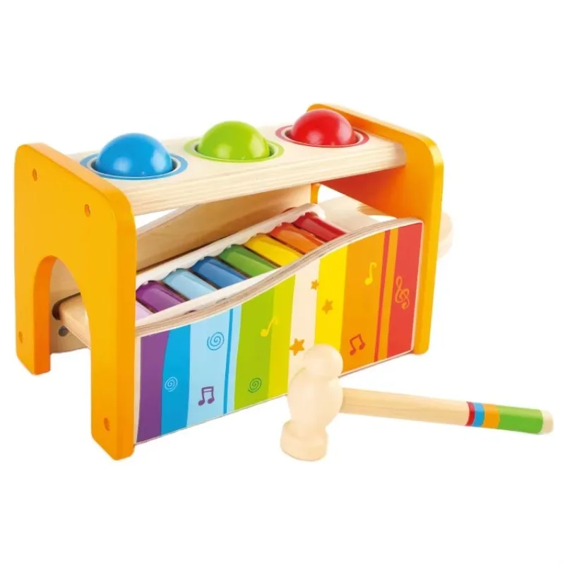 

Award Winning Durable Wooden Musical Pounding Toy Hammer Pound Tap Bench with Slide Out Xylophone